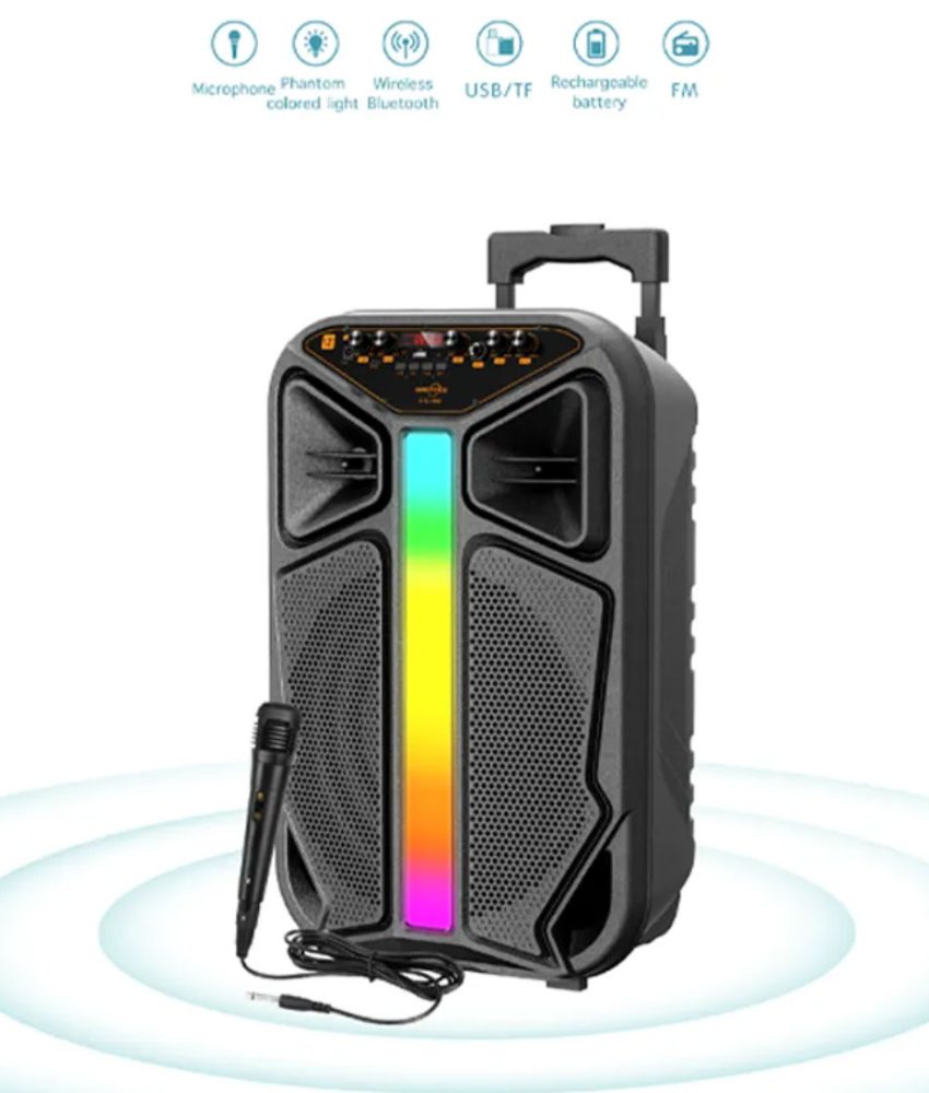 Boxa portabila troller, GTS 1846 cu Microfon si telecomanda, leduri, dimensiuni 72,8x62,2x57,7cm