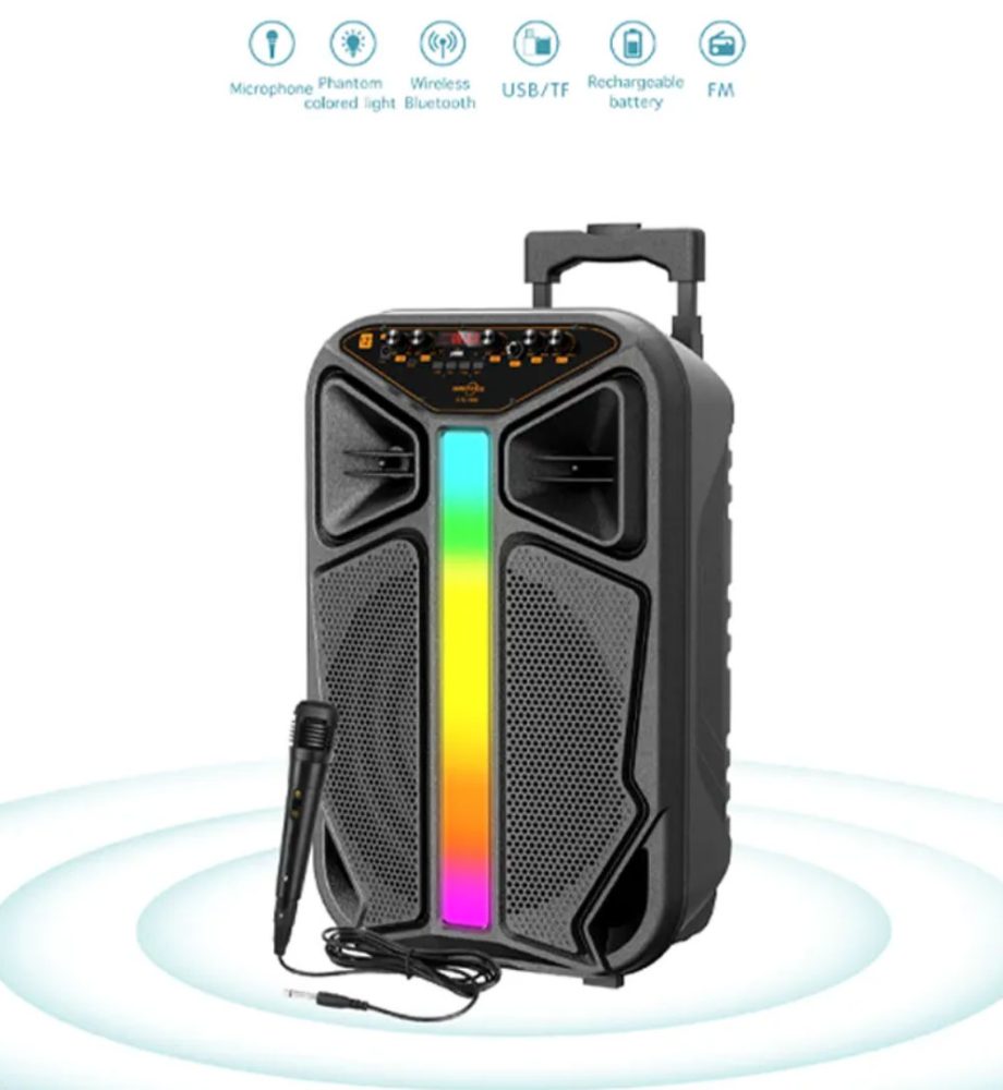 Boxa portabila troller, GTS 1846 cu Microfon si telecomanda, leduri, dimensiuni 72,8x62,2x57,7cm