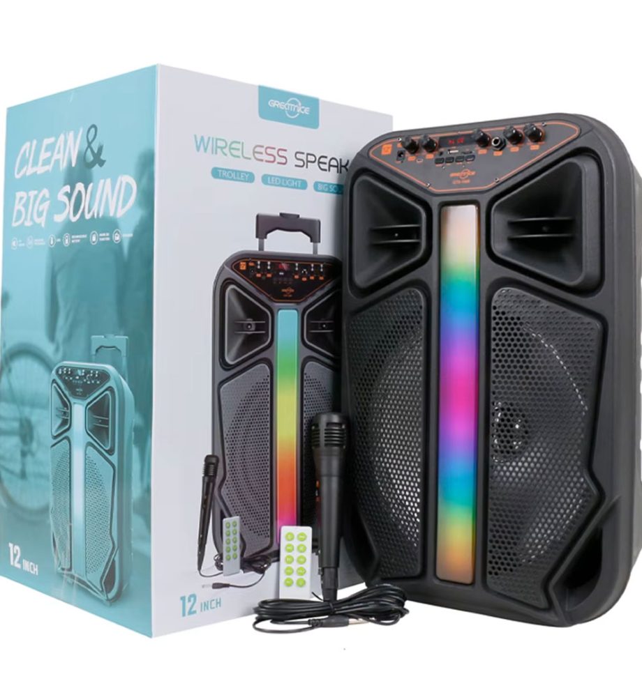 Boxa portabila troller, GTS 1846 cu Microfon si telecomanda, leduri, dimensiuni 72,8x62,2x57,7cm