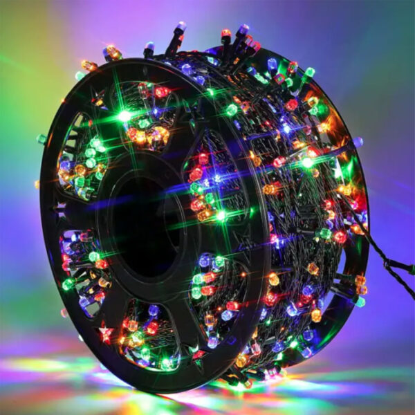 Rola Instalatie de Craciun, 100m, 8 jocuri de lumini, Multicolor Protectie Apa, IP 44