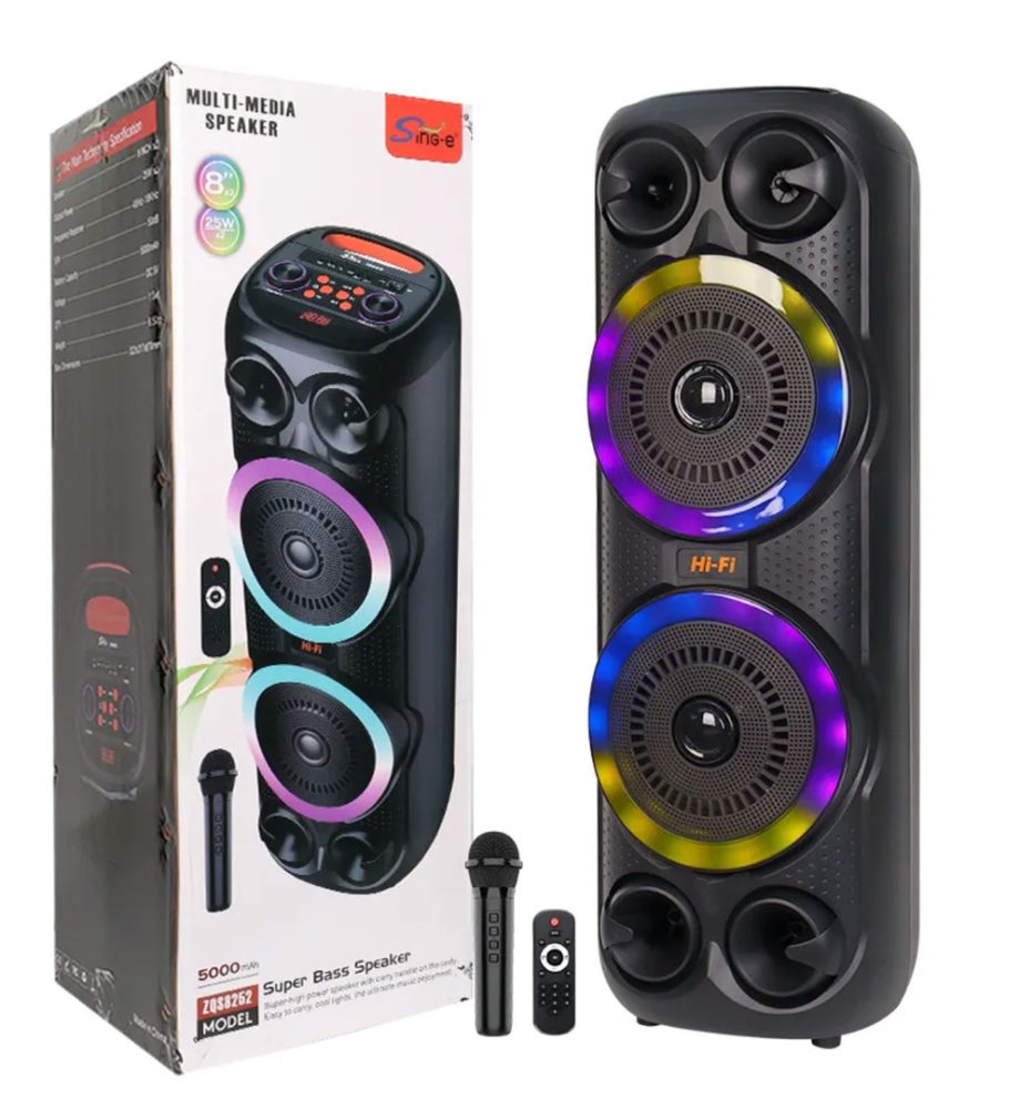 Boxa portabilă ZQS8252, 85cm, 1000W PMPO, microfon, telecomanda, 2 difuzoare, radio, led