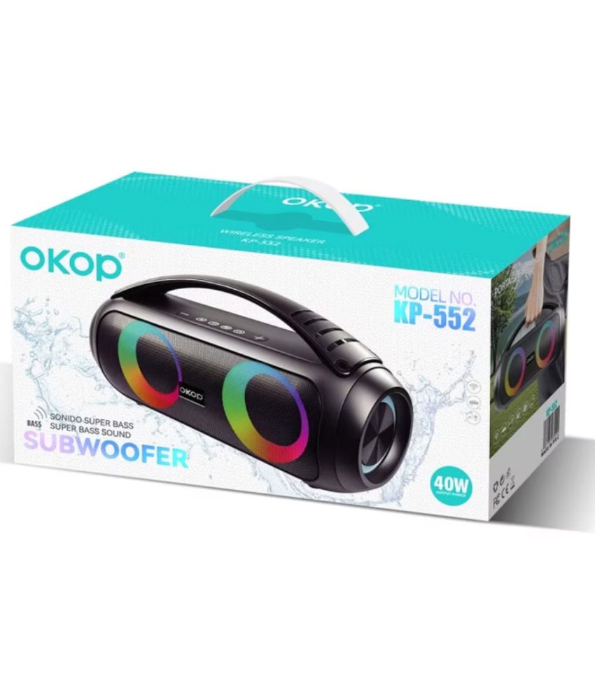 Boxa portabila Bluetooth, OKOP KP-522, 30W RMS, rezistenta la apa, neagra, 3600 mAh