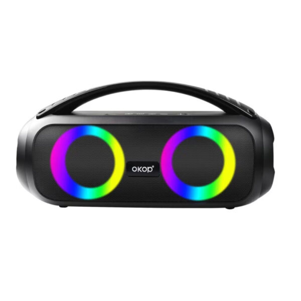Boxa portabila Bluetooth, OKOP KP-522, 30W RMS, rezistenta la apa, neagra, 3600 mAh