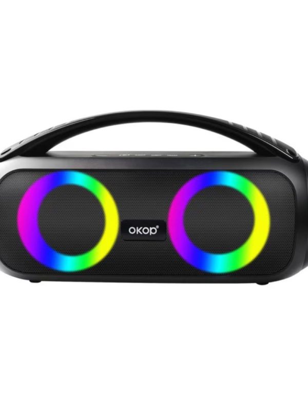 Boxa portabila Bluetooth, OKOP KP-522, 30W RMS, rezistenta la apa, neagra, 3600 mAh