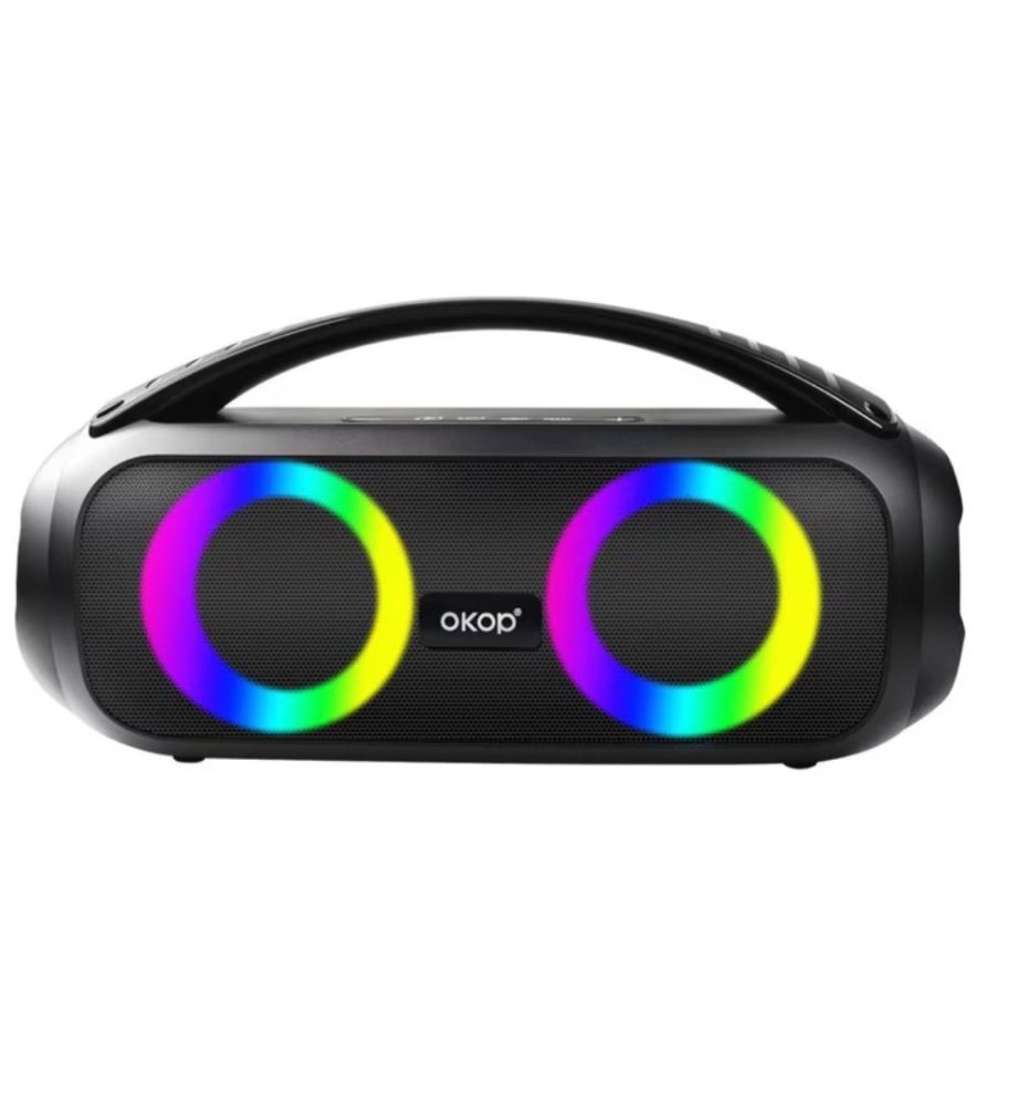 Boxa portabila Bluetooth, OKOP KP-522, 30W RMS, rezistenta la apa, neagra, 3600 mAh