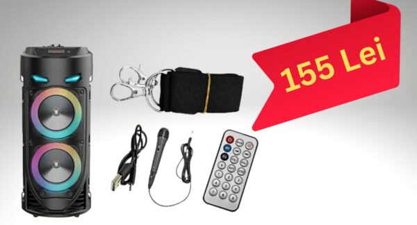 Boxă Portabilă ZQS-4239, Bluetooth, Radio FM, USB/TF/AUX, TWS, Lumini RGB, Microfon cu fir și Telecomandă