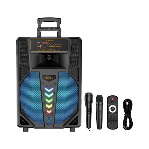 Boxă TROLLER Portabilă Bluetooth ZQS 1511,  Lumini LED, Microfon Wireless și Telecomandă