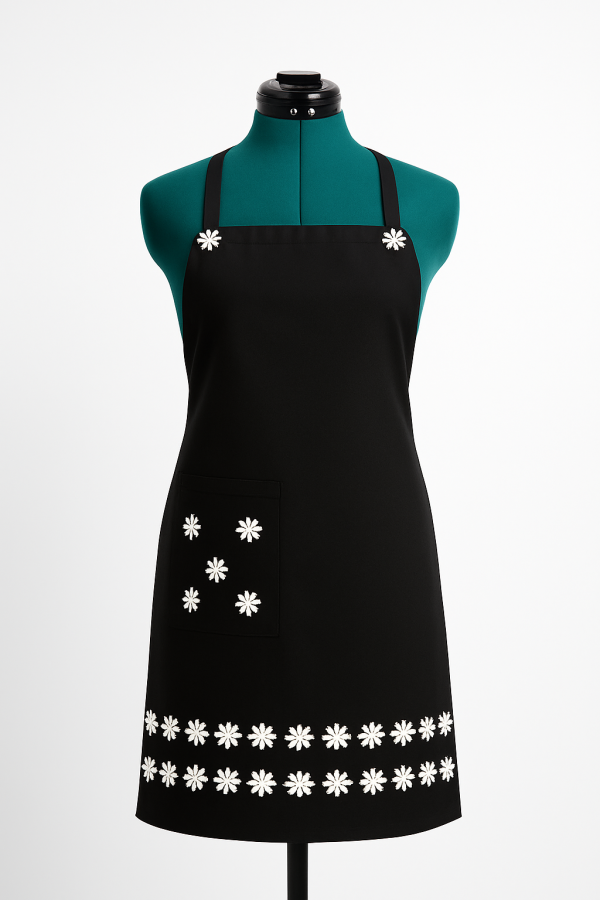 Șorț brodat cu buzunar, cu motive tradiționale românesti-fabricat în România