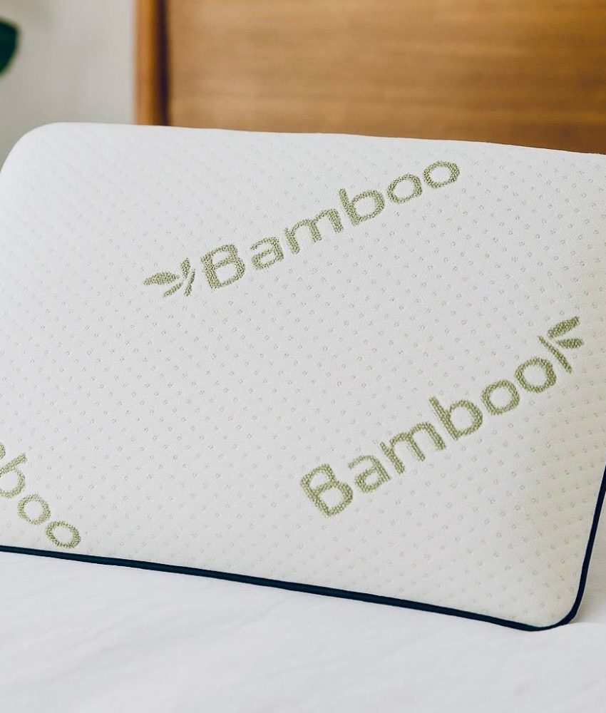 Set SLEEP WELL 2 perne MEMORY  40 x 70 cm, Bamboo și Lavandă, burete memory foam, închidere cu fermoar.