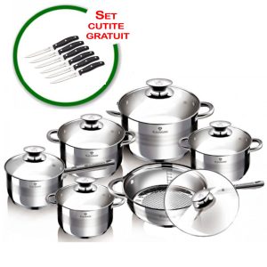 Set Oale Din Inox 12 Piese BL-1240 Blaumann, Gaz, Inductie, Electric + Set 6 cutite inox